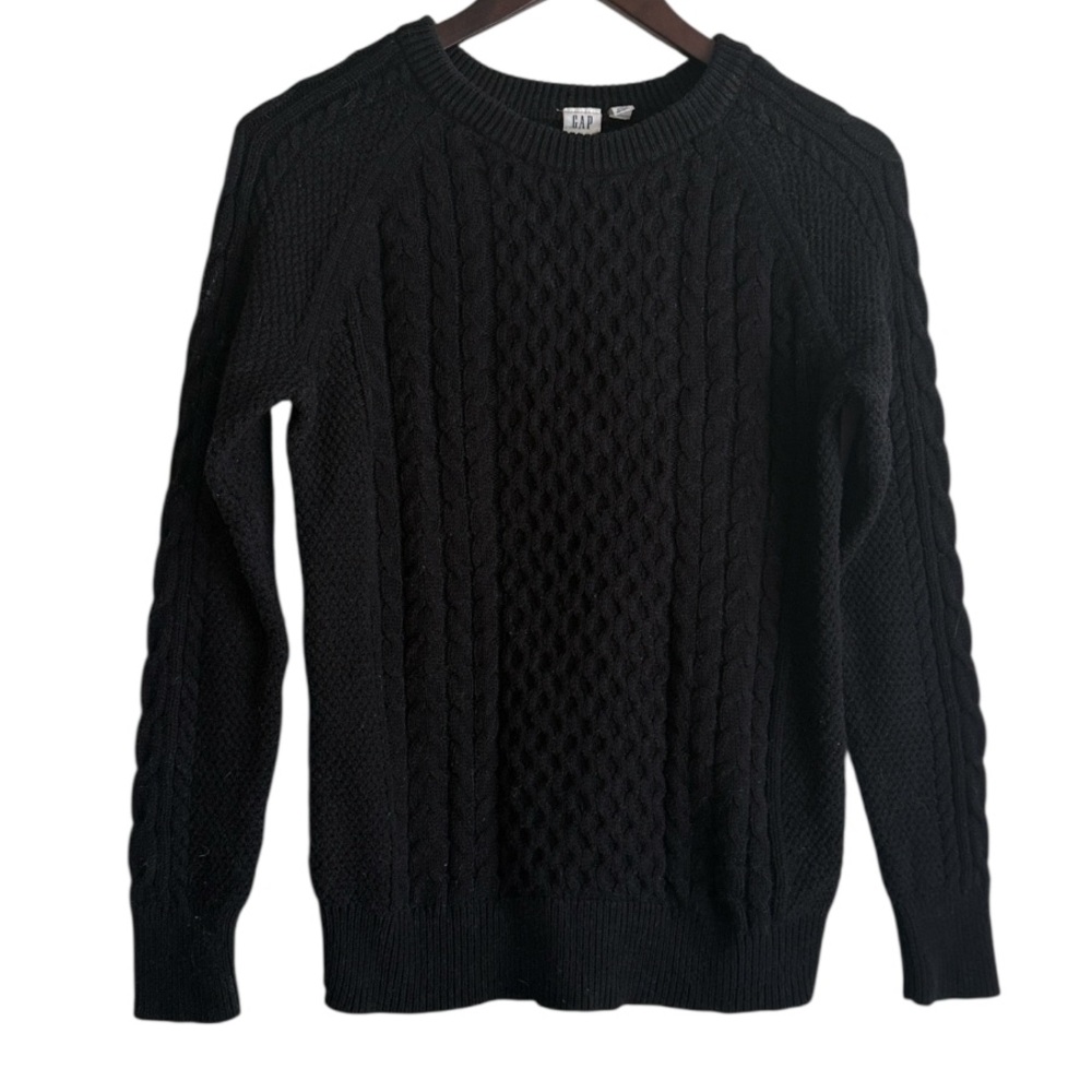 Gap Black Cotton Knit Sweater Sz XS